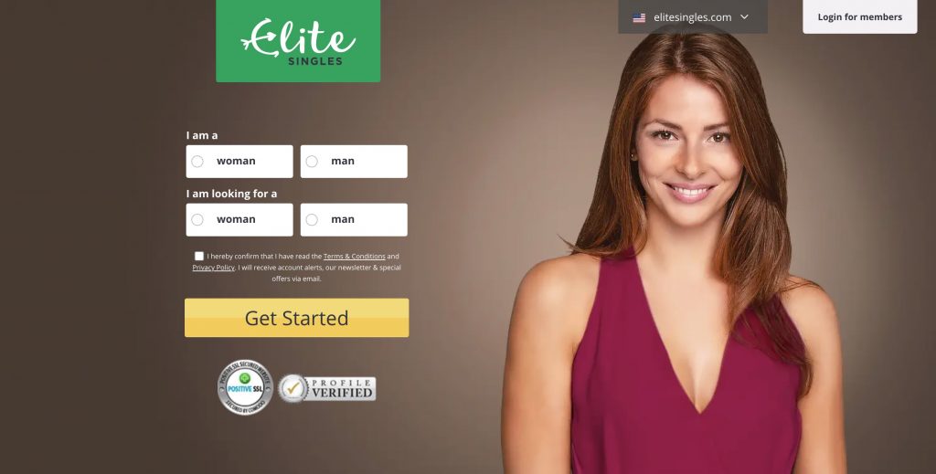 EliteSingles main page