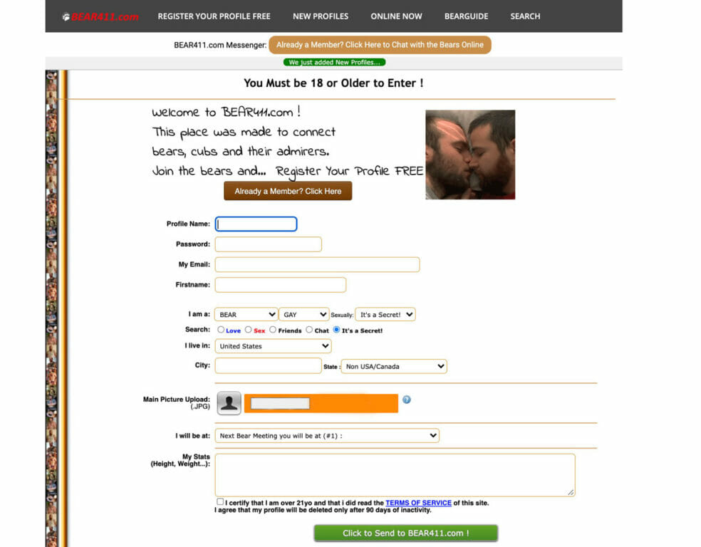 Bear411 create account