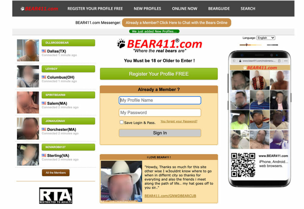 Bear411 main page
