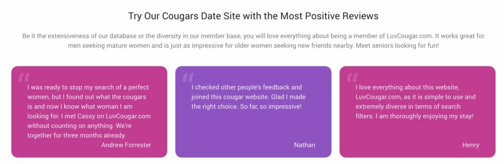 LuvCougar testimonials