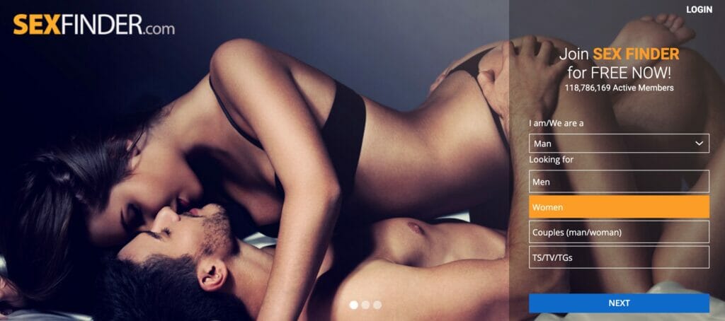 SexFinder main page