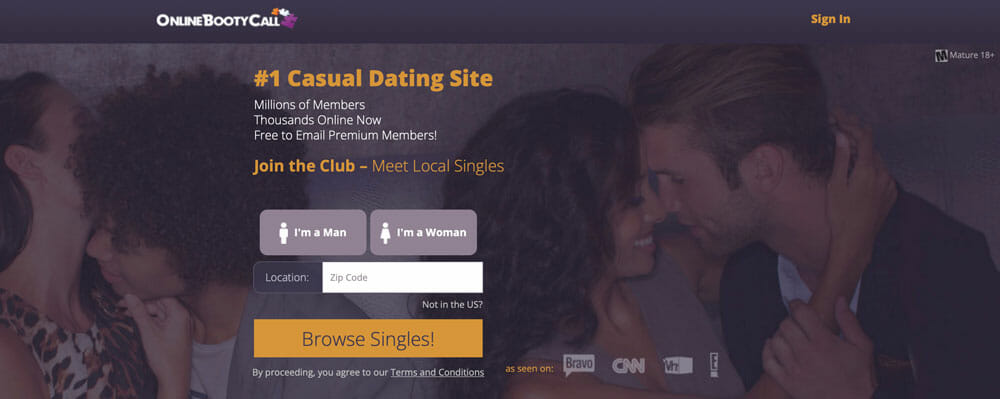 Onlinebootycall main page